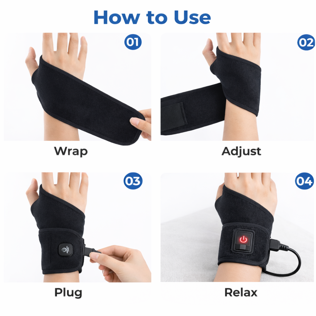 Relievia™ Heated Wrist Wrap With Vibration Therapy